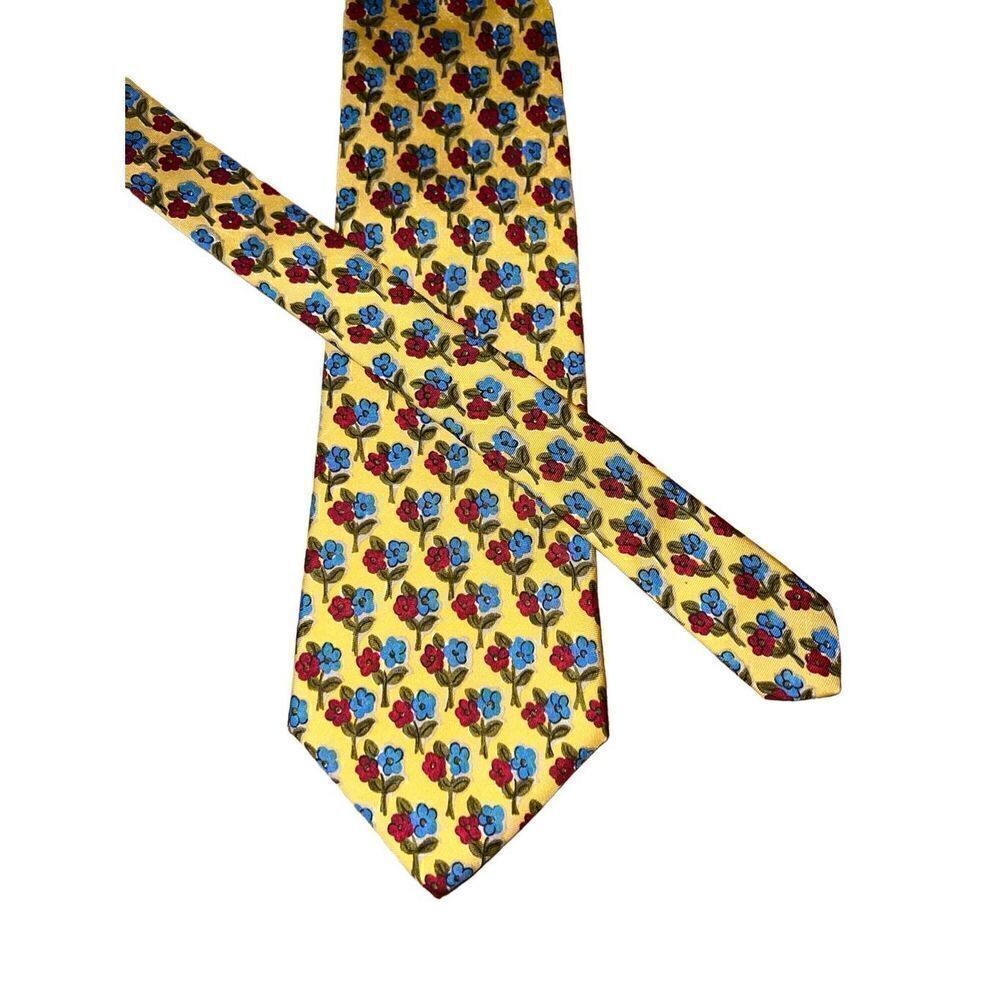Brooks Brothers Golden Rose Print Handmade 100% Silk Neck Tie